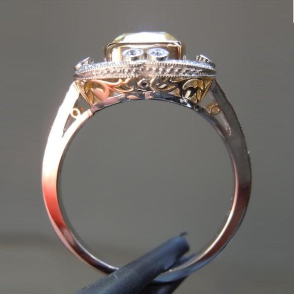 🍁 Noble Large Square Royal Yellow Gemstone Zircon Rings for Women, PD444 - Picture 3 of 7